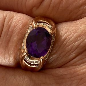 10k rose gold amethyst and diamond ring.